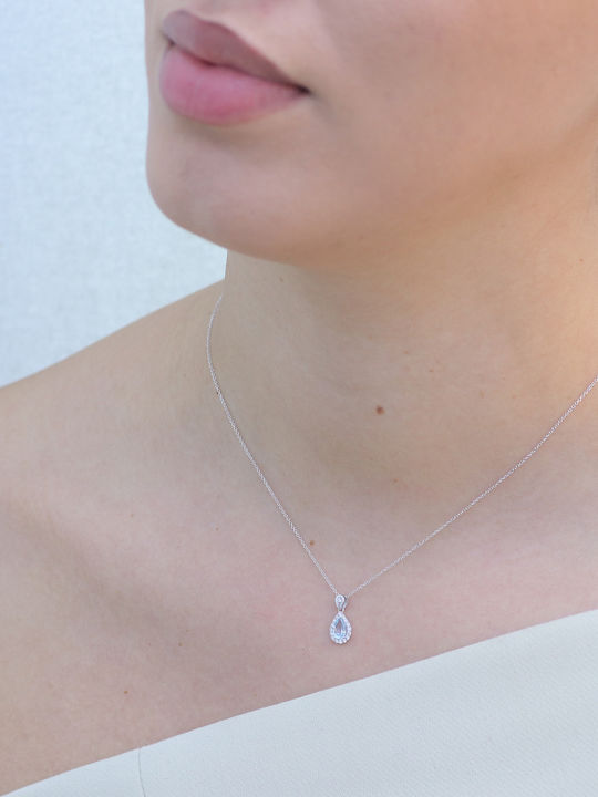 Κολιέ Ροζέτα Sky Blue Topaz & Διαμάντια Λευκόχρυσος Κ18 P-75962 Λευκόχρυσο K18 Κολιέ Ροζέτα Sky Blue Topaz & Διαμάντια Λευκόχρυσος Κ18 P-75962 Λευκόχρυσο K18