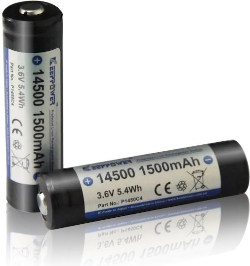 Батерия Keeppower 14500 1500mAh с повишена положителна защита