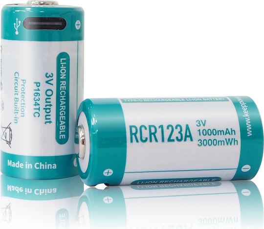 Baterie Keeppower Rcr123a 1000mAh Protecție Încărcare USB-C