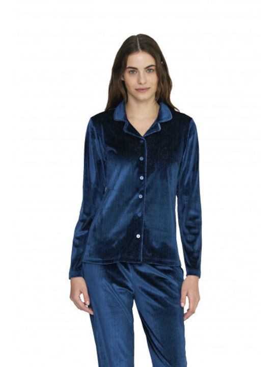 Noidinotte Winter Women's Pyjama Set Cotton Blue