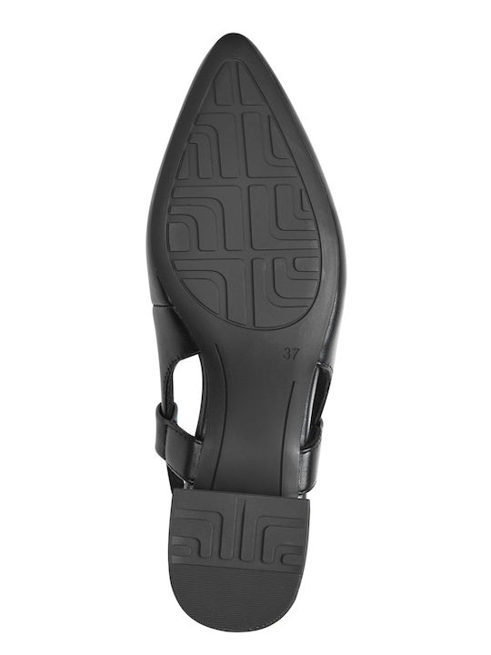 Pumps mit Riemchen & Chunky flacher Absatz Schwarz