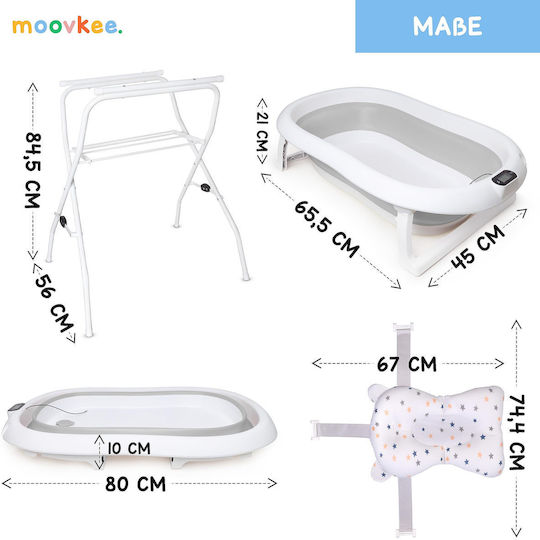 Moovkee Cadă pentru bebeluși cu suport cu termometru Gri