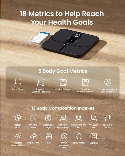 Renpho Digital Bathroom Scale with Body Fat Counter Black R-A031