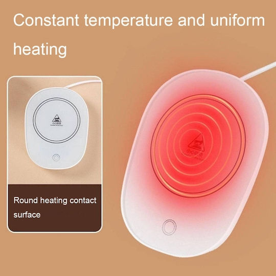 Set de Căni Inteligente din Ceramică cu Încălzire la Temperatură Constantă, Stil USB, Roz + Cutie Cadou