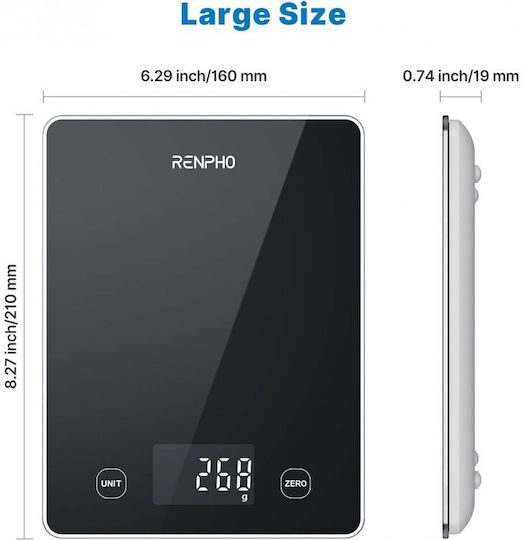 Renpho Ψηφιακή Ζυγαριά Κουζίνας έως 10kg Μαύρη