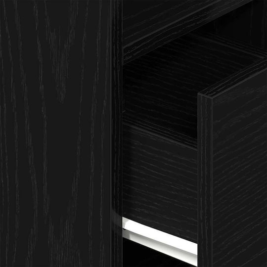 Wooden Black Bedside Tables 2 Pieces 25x31x66cm