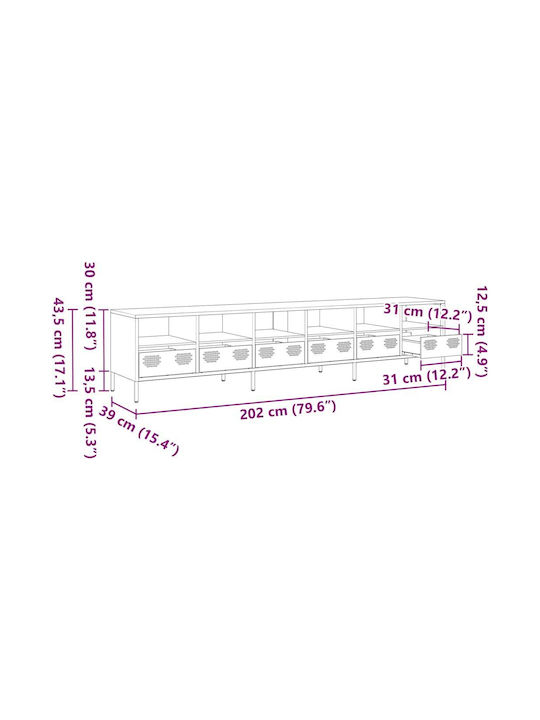Έπιπλο Τηλεόρασης Μεταλλικό Ροζ Μ202xΠ39xΥ43.5cm 3307156
