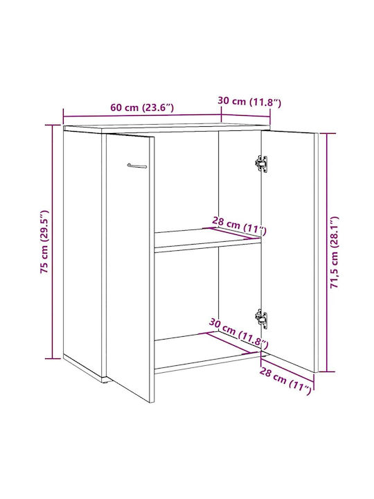 Sideboard Wooden Coffee 60x30x75cm