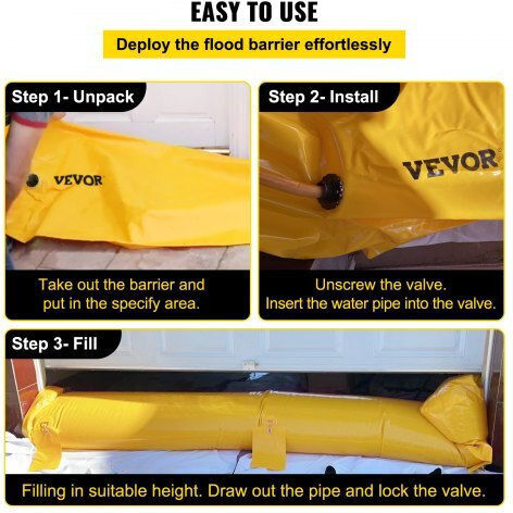 Vevor Flood Bag 24 Ft X 12 In Reusable PVC Waterproof Tubes Yellow F24ft20in12in1ocov0