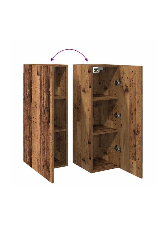 Hanging Living Room Cabinet made of Particle Board with Lighting Brown 30.5x30x90cm