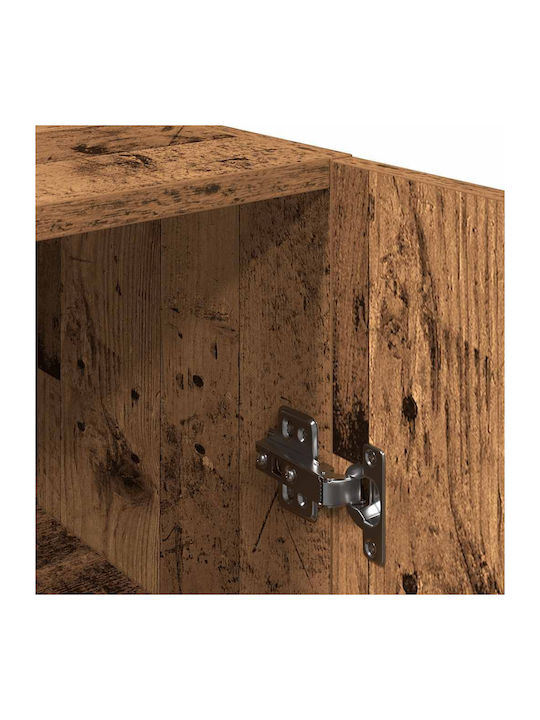 Hanging Living Room Cabinet made of Particle Board with Lighting Brown 30.5x30x90cm