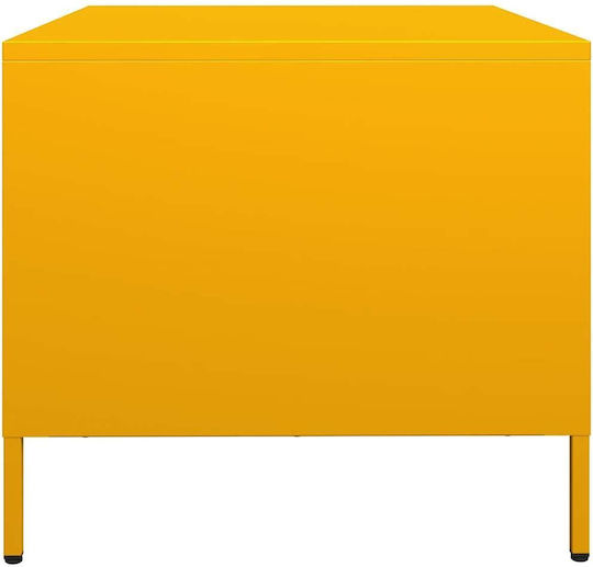 Rectangular Central Metal Coffee Table with Drawers Yellow Mustard M101.5xD50xH43.5cm