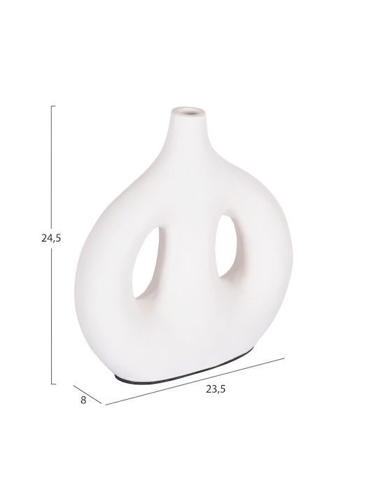 HomeMarkt Decorative Vase Clayvon White 23.5x5x24.5cm