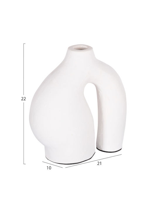 HomeMarkt Decorative Vase Clayvon White 21x22cm