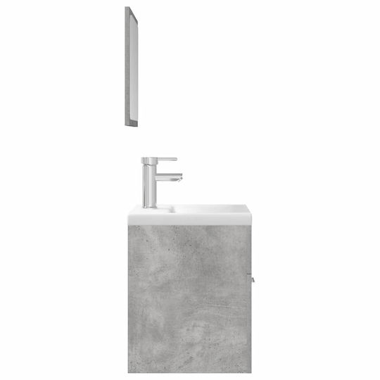 vidaXL Waschtisch mit Waschbecken & Spiegel L42xB18xH39cm Grey Concrete