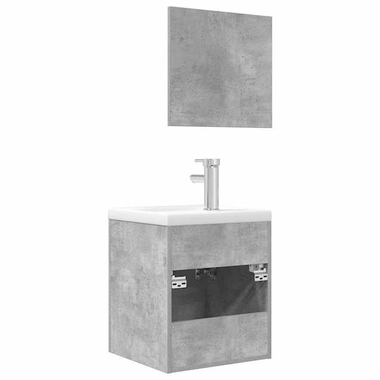 vidaXL Countertop with Sink & Mirror L42xW18xH39cm Grey Concrete