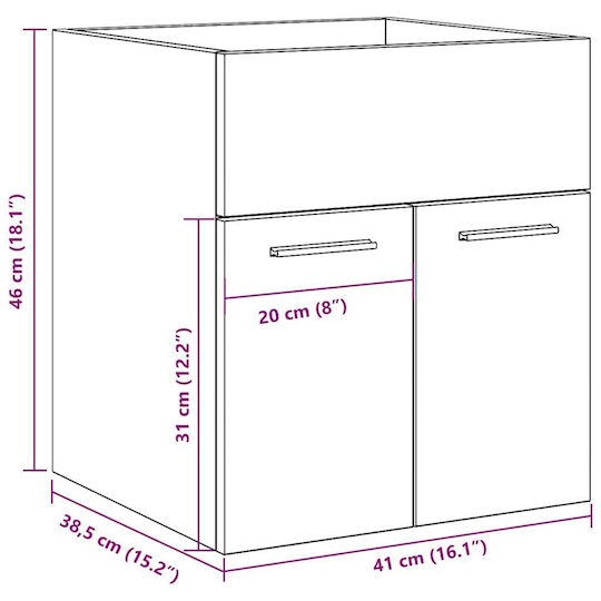 vidaXL Countertop without Sink L41xW38.5xH46cm Coffee