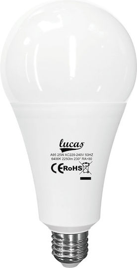 Lucas Λάμπα LED 20W 133mm για Ντουί E27 και Σχήμα A60 Ψυχρό Λευκό 2000lm