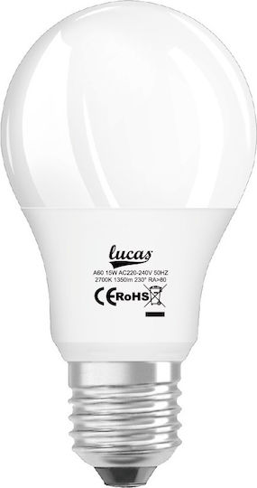 Lucas Λάμπα LED 20W 133mm για Ντουί E27 και Σχήμα A60 Ψυχρό Λευκό 2000lm