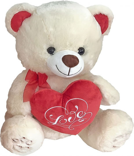 ToyMarkt Plush Bear with Heart Ecru for 3+ Years 40 cm