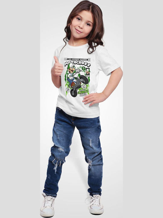 Παιδικό T-shirt White Luigi Motocross