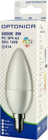 Optonica Bec LED 8W 113mm pentru Soclu E14 și Formă C37 Alb rece 710lm
