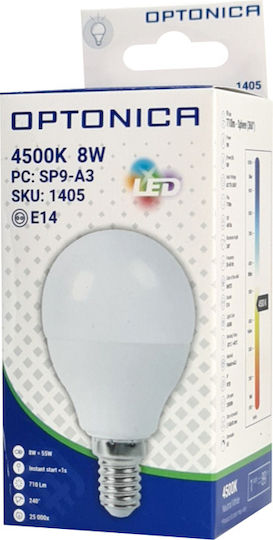Optonica LED-Lampe 8W 93mm für Fassung E14 und Form G45 Naturweiß 710lm