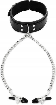 Sportsheets Collar with Nipple Clamps BDSM Kit σε Μαύρο Χρώμα