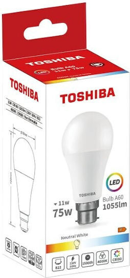 Toshiba LED Bulb 11W for Socket B22 and Shape A60 Natural White