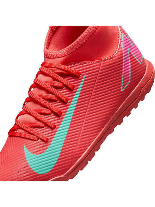 Mercurial Superfly 10 Club TF Kids Soccer Cleats & Shoes with Turf Ember Glow / Aurora Green