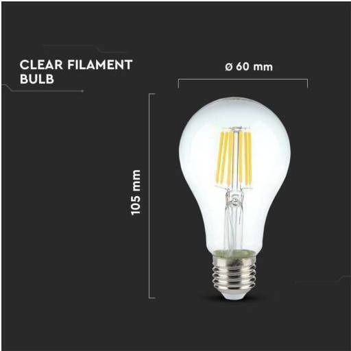 V-TAC Λάμπα LED 10W 105mm για Ντουί E27 και Σχήμα A60 Ψυχρό Λευκό 1055lm
