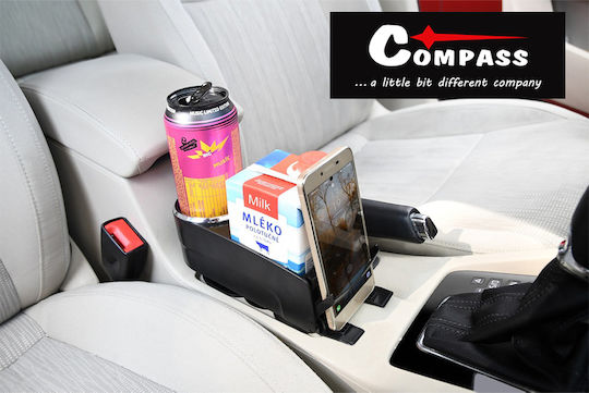 Compass Car Cup Holder Select with Mobile Mount 2 Positions for Console in Black Color