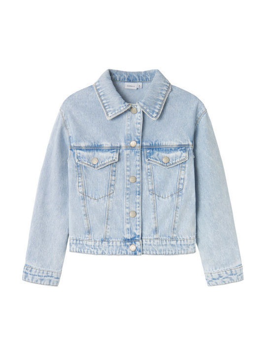 Kids Long Denim Jacket Light Blue