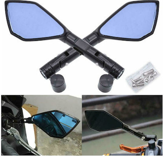 Motorcycle Mirrors Καθρέπτες Universal Μοτοσυκλέτας Αλουμινίου Μαύροι Black 2pcs