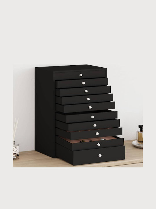 vidaXL Metallic Jewellery Box with Drawer Black 29x20.5x40.5cm