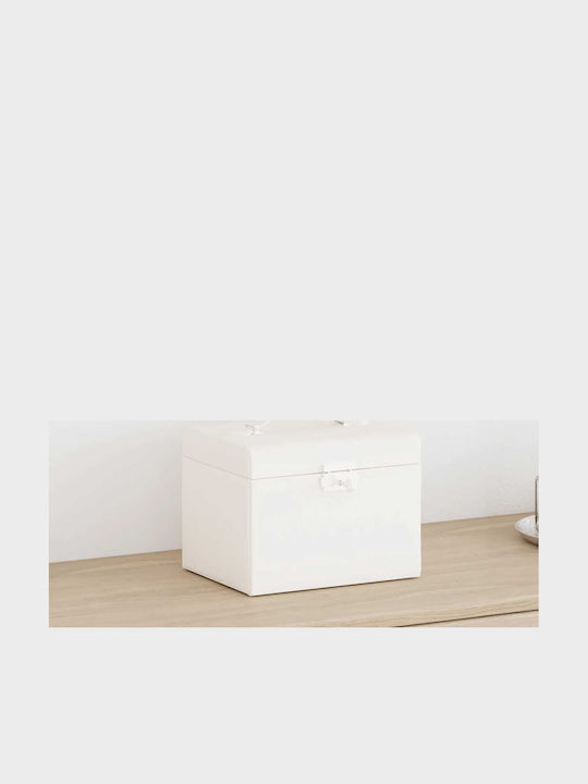 vidaXL Travel Jewellery Box Velvet with Mirror White 22.5x17.5x16.5cm