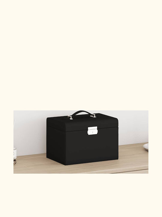vidaXL Samt Schmuckkästchen mit Spiegel Schwarz 26x18x17.5cm