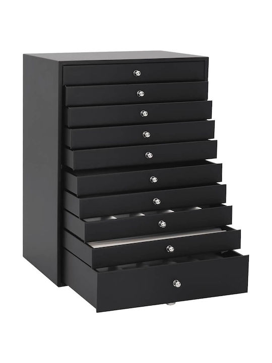 vidaXL Metallic Jewellery Box with Drawer Black 29x20.5x40.5cm