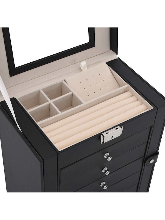 vidaXL Black Jewellery Box with Mirror