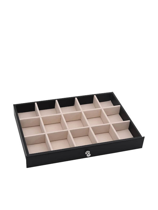vidaXL Metallic Jewellery Box with Drawer Black 29x20.5x40.5cm