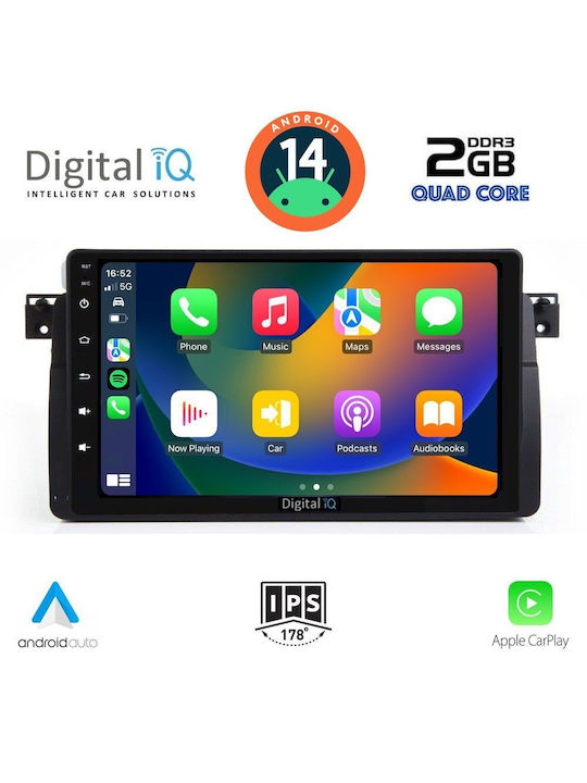 Digital IQ Car Audio System for BMW E46 1998-2005 (Bluetooth/USB/AUX/WiFi/GPS/Apple-Carplay/Android-Auto) with Touch Screen 9"