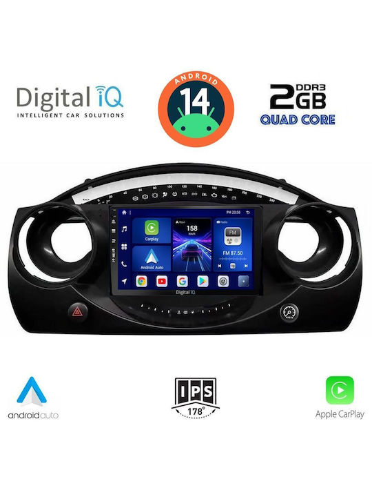 Digital IQ Car Audio System for Mini Cooper 2000-2006 (Bluetooth/USB/AUX/WiFi/GPS/Apple-Carplay/Android-Auto) with Touch Screen 9"