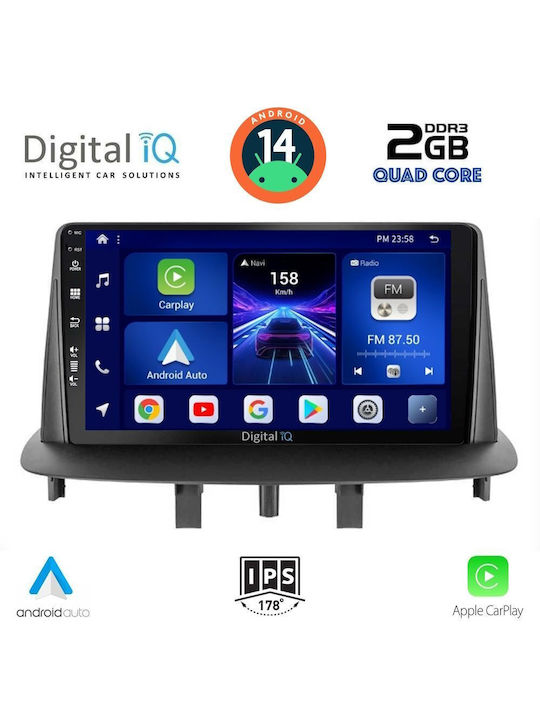 Digital IQ Car Audio System for Renault Megane 2009-2016 (Bluetooth/USB/AUX/WiFi/GPS/Apple-Carplay/Android-Auto) with Touch Screen 9"