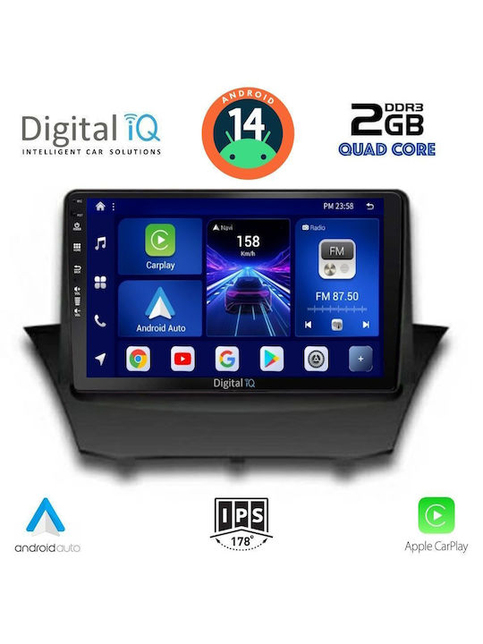 Digital IQ Car Audio System for Ford Fiesta 2008-2017 (Bluetooth/USB/AUX/WiFi/GPS/Apple-Carplay/Android-Auto) with Touch Screen 9"