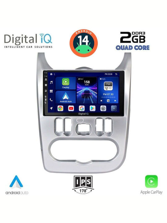 Digital IQ Car Audio System for Renault Logan Dacia Duster / Logan / Sandero 2006-2012 (Bluetooth/USB/AUX/WiFi/GPS/Apple-Carplay/Android-Auto) with Touch Screen 9"