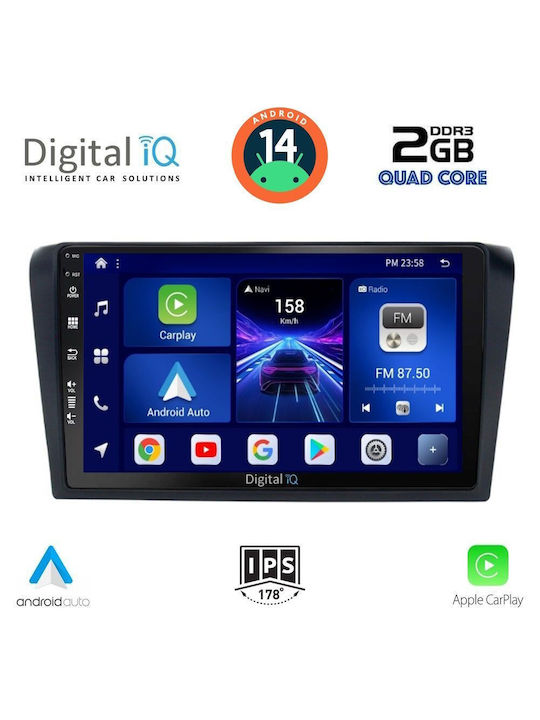 Digital IQ Car Audio System for Mazda 3 2003-2008 (Bluetooth/USB/AUX/WiFi/GPS/Apple-Carplay/Android-Auto) with Touch Screen 9"