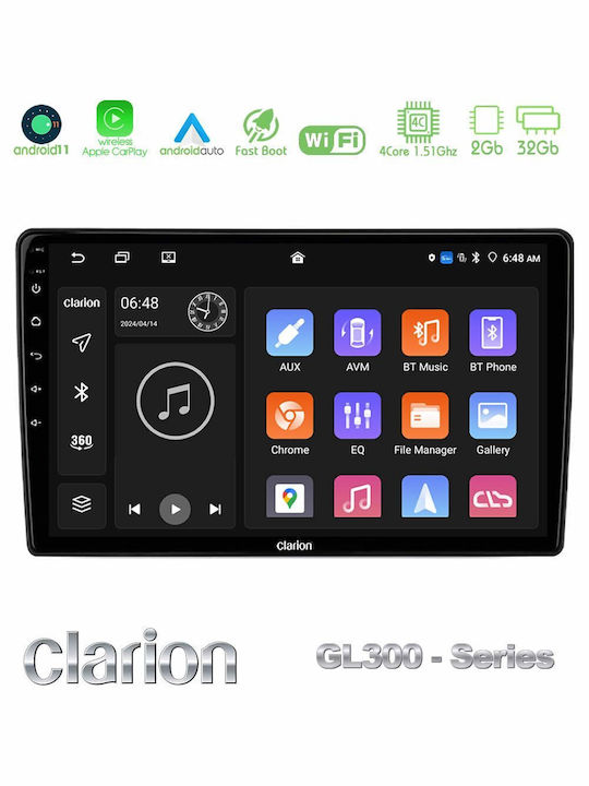 Clarion Sistem Audio Auto pentru Toyota Hilux 2007-2011 cu A/C (Bluetooth/USB/AUX/WiFi/GPS) cu Ecran Tactil 9"