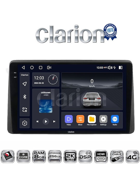 Clarion Car Audio System for Nissan Juke 2021 > (Bluetooth/USB/WiFi/GPS/Apple-Carplay/Android-Auto) with Touch Screen 10"