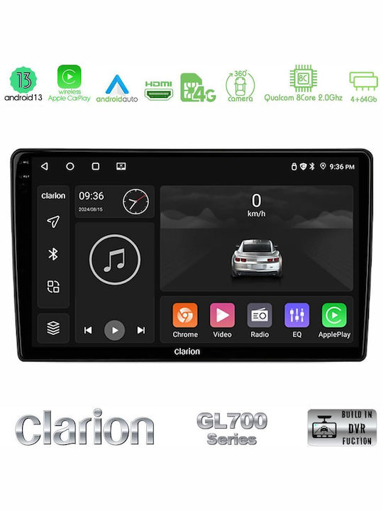 Clarion Car-Audiosystem für Mercedes-Benz CLK-Klasse 2000-2004 (Bluetooth/USB/WiFi/GPS/Apple-Carplay/Android-Auto) mit Touchscreen 9"