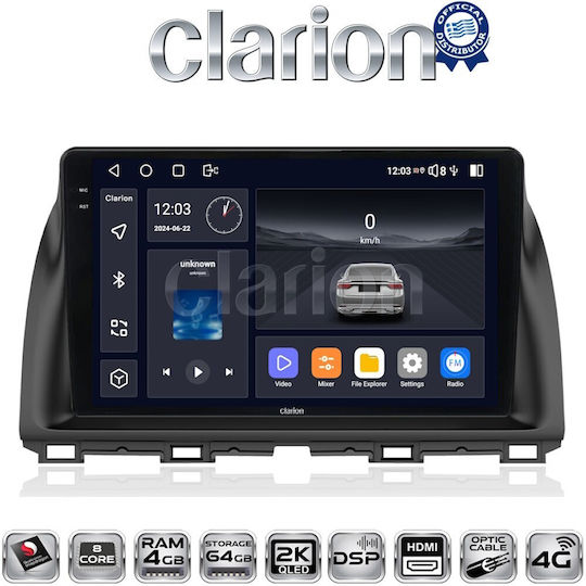 Clarion Car Audio System for Mazda CX-5 2013>2017 (Bluetooth/USB/WiFi/GPS/Apple-Carplay/Android-Auto) with Touch Screen 9"